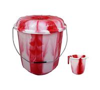 Set of 2- Tiedye Design 25L Litre Extra Large Bucket Bin Lid With 1.5L Plastic Water Jug with Handle and Spout Kitchen Plastic Mugs for Bathroom/Home/Kitchen (Red)