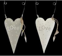 Set Of 2 Tin Love Heart Decoration By Gisela Graham