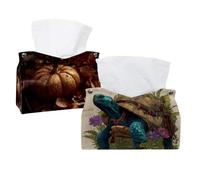 Set of 2 Tissue Box Cover, Turtle (2) Tissue Box Holder, Facial Napkin Dispenser for Bathroom Kitchen Bedroom Office Hotel