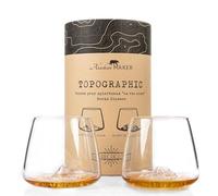 Set of 2 Topographic Whiskey or Spirits Glasses I Crystalline Glass of Premium Quality Hand-Blown with The Denali and Fuji Mountains in Relief I 350ml Tulip Tasting Glass
