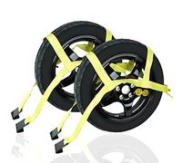Set of 2 Tow Dolly Straps with Flat Hook,Yellow Basket Strap,Fits Most 16-20" Tires Webbing Ratchet Straps