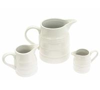 Set of 2 Traditional Churn Jug Ceramic Porcelain White Pitcher 0.50 Pint for Cream Tea Coffee Water Serveware Kitchen Home
