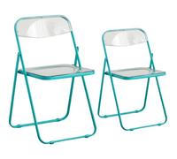 Set of 2 Transparent Colorful Folding Chairs Durable Acrylic & Metal Frame Supports Up to 150kg Perfect for Lounges Cafes Restaurants Outdoor & Indoor Use