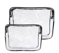 Set of 2 Transparent Travel Toiletry Bags, 25 x 18 x 6 cm, Waterproof and Reusable Toiletry Bags, Cosmetic and Liquid Bag, Compliant with the Rules of Hand Luggage, Ideal for Airport