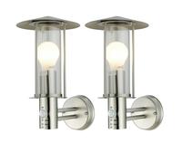 Set of 2 Treviso - Brushed Stainless Steel Motion Sensor Outdoor Security Lights First Choice Lighting Silver One Size