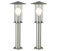 Set of 2 Treviso - Brushed Stainless Steel Outdoor Post Lights