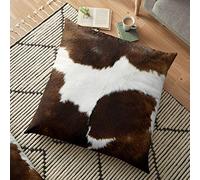 Set of 2 Tricolor Cowhide Cushion Pillow Covers - Brown Black White Cow Hide Decorative Cushion Pillowcases