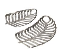 Set of 2 Trinket Dishes Leaf AMNISOS Metal Silver