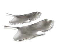 Set of 2 Trinket Dishes Leaf PALENQUE Metal Silver