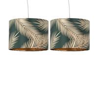 Set of 2 Tropica - Dark Green with Gold 25cm Pendant or Lamp Shades