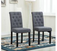 Set Of 2 Tufted Button Back Fabric Dining Chairs Grey By Mcc Direct