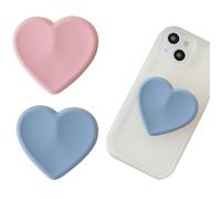 Set of 2 Universal Heart-Shaped Phone Grip Holder with Stand,Finger Grip with Kickstand - Compatible with Smartphones, Mobiles & Cases,Pink&Blue