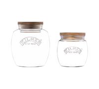 Set of 2 Universal Jars with Wooden Lid glass