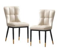 Set of 2 Upholstered Dining Chairs Lightweight Modern PU Leather Kitchen Chairs with Metal Legs for Living Room Dining Room Vanity Bedroom - Luxurious Style