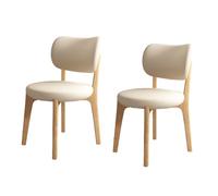 Set of 2 Upholstered Dining Chairs, Solid Wood Legs, Easy Assembly, Stylish Lounge Seating for Living, Dining & Leisure, B-Light Khaki, 17.7"x18.1"x31.5"