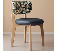 Set of 2 Upholstered PU Leather Dining Chairs - Comfortable Wooden Armless Stools for Kitchen Restaurant Cafe & Living Room - Stylish Natural Design