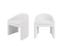 Upholstered White Boucle Curved Tub Dining Chair - Kelsey