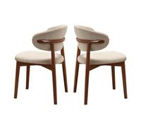 Set of 2 Upholstered Wooden Dining Chairs Curved Backrest Accent Chairs No Armrests Stylish and Comfortable for Kitchen Living Room and Dining Room Decor