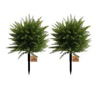Set of 2 UV Resistant Artificial Cedar Topiary Ball Trees 60 cm Faux Cypress Plants with Ground Spike Fake Shrubs for Porch & Garden Decor