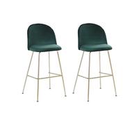 Set of 2 Velvet Bar Chairs Green ARCOLA