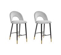 Set of 2 Velvet Bar Chairs Grey FALTON