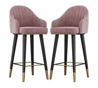 Set of 2 Velvet Bar Stools 360° Swivel High Back Padded Footrest Lightweight Design Easy Assembly Elegant Kitchen or Dining Room Chairs