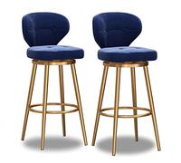 Set of 2 Velvet Bar Stools with Backrest & Footrest - Modern Kitchen Counter Height Chairs 65cm Seat Height Stylish Blue Upholstery for Home Bar & Dining Room