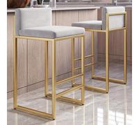 Set of 2 Velvet Bar StoolsModern Counter Height Kitchen Chairs with Back Upholstered Farmhouse Design Metal Legs Ideal for Kitchen Island White A 65cm