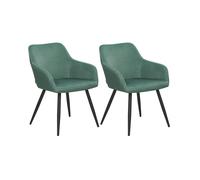 Beliani Set Of 2 Dining Chairs Casmalia Velvet Dark Green, Green