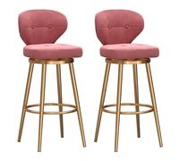 Set of 2 Velvet Counter Height Stools, 360° Swivel Chairs with Back & Footrest, Thick Cushioned Tall Bar Stools for Kitchen Island, Dining Room, Cafe