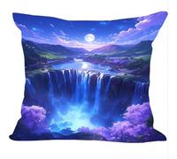 Set of 2 Velvet Cushion Covers, 35x35cm, Velvet Square Throw Pillow Cases, Soft and Luxurious, For Sofa, Bed, Living Room Home Decor, Waterfall Dream, Invisible Zipper ZY0X-595