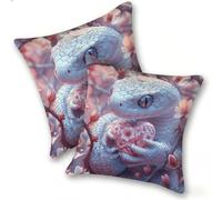 Set of 2 Velvet Cushion Covers 40x40cm Soft Decorative Square Throw Pillow Cases Double Sided Pattern Spring, Summer, Autumn, Winter Outdoor with Invisible Zipper for Sofa, Love Snake, A-9