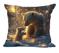 Set of 2 Velvet Cushion Covers, 40x40cm, Velvet Square Throw Pillow Cases, Soft and Luxurious, For Sofa, Bed, Living Room Home Decor, Polar Bear White, Invisible Zipper ZY0X-43
