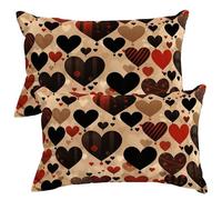 Set of 2 Velvet Cushion Covers 40x60 cm Heart Shape Cushions Covers Decorative Throw Pillow Case Retro Sofa Pillows 16x24 Inch Cushion Cover with Invisible Zipper for Livingroom Couch Bedroom -SC255