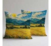 Set of 2 Velvet Cushion Covers 45×45 cm Decorative Throw Pillowcases, Double-Sided Printing for Lounge Outdoor Garden Decor Durable Fabric Breathable Yellow Sun Square Hidden Zipper Gifts Women C0F101