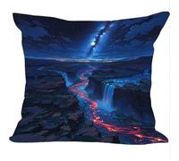Set of 2 Velvet Cushion Covers, 45x45cm, Velvet Square Throw Pillow Cases, Soft and Luxurious, For Sofa, Bed, Living Room Home Decor, Lava Galaxy, Decorative Sofa Cushion With Invisible Zipper ZY0X628