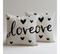 Set of 2 Velvet Cushion Covers 50×50 cm Decorative Throw Pillowcases, Double-Sided Printing for Lounge Outdoor Garden Decor Durable Fabric Breathable Love Written Words Square Hidden Zipper C0F-1293
