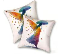 Set of 2 Velvet Cushion Covers 50x50cm Soft Decorative Square Throw Pillow Cases Double Sided Pattern Spring, Summer, Autumn, Winter Outdoor Invisible Zipper for Sofa, Abstract Butterfly Girl, A123