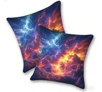 Set of 2 Velvet Cushion Covers 55x55cm Soft Decorative Square Throw Pillow Cases Double Sided Pattern Spring, Summer, Autumn, Winter Outdoor with Invisible Zipper for Sofa, Dreamy Landscape, A-433