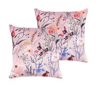 Set of 2 Velvet Cushions Flower Motif 45 x 45 cm Pink ANEMONES