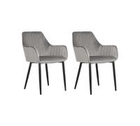 Beliani Set Of 2 Dining Chairs Wellston Velvet Dark Grey