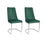 Set of 2 Dining Chairs ALTOONA Velvet Emerald Green