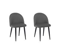 Beliani Set Of 2 Dining Chairs Visalia Velvet Grey