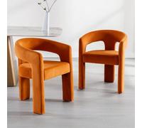 Set of 2 Velvet Dining Chairs with Curved Backrest Thick Cushions Sturdy Wood Frame Soft Upholstery - Elegant Accent Seating for Kitchen & Living Room Decor
