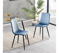 mcc direct Set of 2 Designer Velvet Fabric Dining Chairs Metal Legs Lexi Chairs (Light Blue)