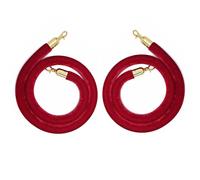 Set of 2 Velvet Red Stanchion Ropes, 5ft/6ft/8ft/10ft Crowd Control Barrier Kit, Twisted VIP Rope Dividers for Red Carpet Events & Parties (Gold Hook, 1.2m/4ft)