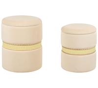 Set of 2 Storage Pouffes MEDFORD Velvet Light Beige