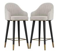 Set of 2 Velvet Swivel Bar Chairs Counter Height Stools with Curved Backrest & Footrest Anti-slip Pads Tall Dining Chairs for Kitchen Pub Dark Grey (25.6")