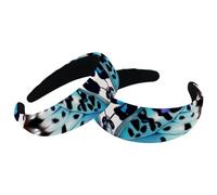 Set of 2 Velvet Wide Headbands for Women, Blue Butterfly Leopard Print Accessories Padded Head Bands Beauty Hairbands Girls Thick Hair Bands