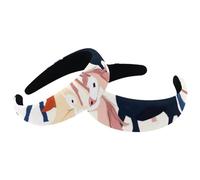 Set of 2 Velvet Wide Headbands for Women, Colorful Cartoon Horses Pattern Accessories Padded Head Bands Beauty Hairbands Girls Thick Hair Bands